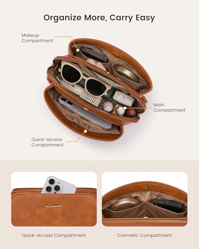 LOVEVOOK Leather Crossbody Bags for Women, Small Travel Purses with 2Pcs Adjustable Strap, RFID Anti Theft, Summer Cross Body Purse, Shoulder Handbag
