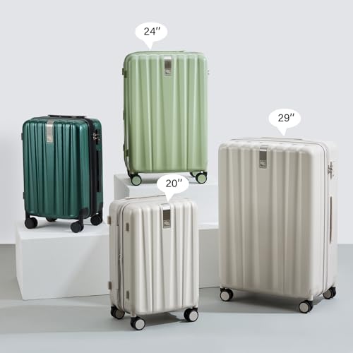 Hanke Expandable Hard Shell Luggage Sets 2 piece Carry On Luggage with Wheels Suitcases Lightweight Checked Travel Luggage Rolling Large Suitcase Travel Luggage Bag Woman Men 20/29 Inch(Ivory White)