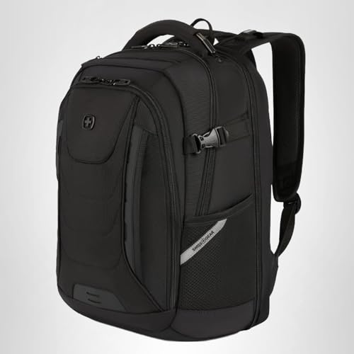 SwissGear Travel Tech Pro Laptop Backpack – Fits Laptops up to 16” – ScanSmart TSA-Friendly Backpack with Multiple Organizer Pockets – Black