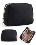 BAGSMART Small Makeup Bag, Compact Cosmetic Pouch for Women for Purse, Travel Toiletry Organizer with Wide Open Design, Black