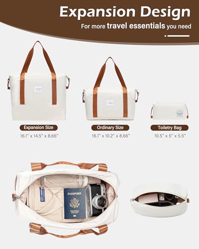 LONG VACATION 6 Piece Luggage Set Carry on Suitcase with ABS+PC hardshell, Spinner Wheels & YKK Zipper TSA Lock (BEIGE-BROWN, 6 piece set)