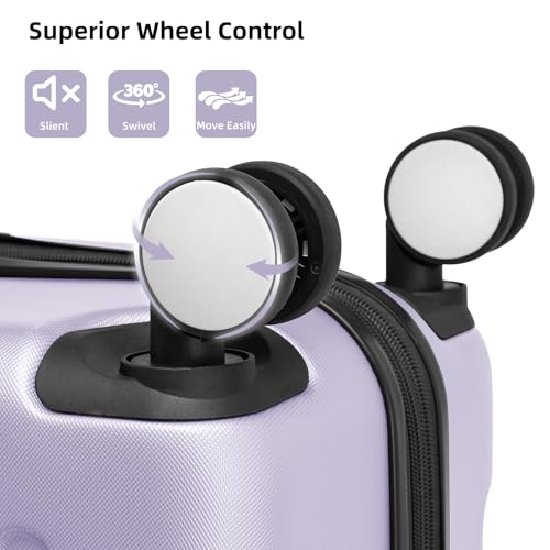Luggage Sets 6 Piece, Expandable Luggage Set Clearance for Women, Suitcases with Wheels, Hardside Hard Shell Travel Luggage with TSA Lock (Lavender Purple, 6pcs)