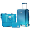 LARVENDER Carry on Luggage 22x14x9 Airline Approved, Expandable 20 Inch Hardside Suitcase with Wheels TSA Lock, PC+ABS Lightweight Carry on Suitcases for Women, Ocean Breeze (20/DB/TB)