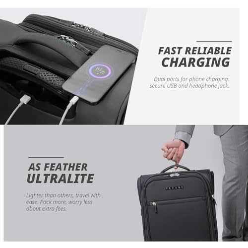 Verage Under Seat Luggage with Wheels, Softside Small Suitcase Spinner Carry On Luggage Bags for Airlines Airplanes Short Trip Men Women (Grey, 14-Inch Underseat)