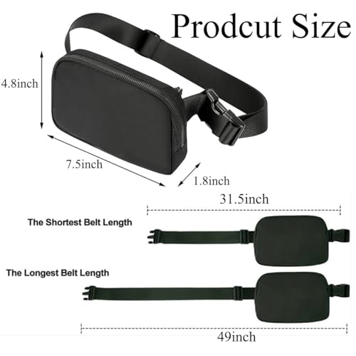 Mini Belt Bag Black Fanny Pack for Women Men Fashionable Small Waist Pack Crossbody Bag for Running,Hiking,Jogging,Cycling (Black fanny bag)