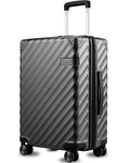 LUGGEX Carry On Luggage for Airplanes, KVC Polycarbonate Hard Shell Suitcase for Travelling (EX-Core, Charcoal Metallic, 21 Inch, 48L)