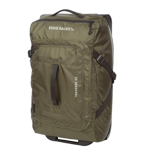 Eddie Bauer Traverse Luggage | Roller Wheels | Telescoping Handle | Travel | Vacation | Ripstop Nylon - Dark Loden, 22"