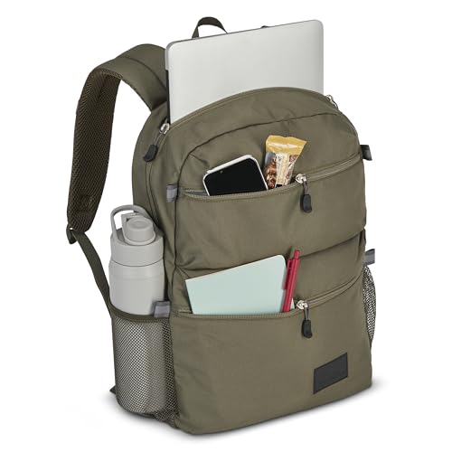 High Sierra Everclass Backpack - Travel or Work Laptop Bookbag with 360° Reflectivity, Dual Water Bottle Pockets & Fits Laptops Up To 15.6”, One Size, Olive
