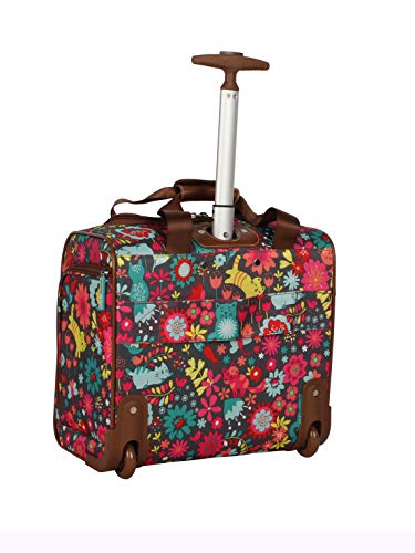 Lily Bloom Designer 15 Inch Carry On - Weekender Overnight Business Travel Luggage - Lightweight 2- Rolling Wheels Suitcase - Under Seat Rolling Bag for Women (Playful Garden Gray)