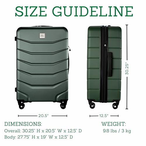 Skyway Luggage Silverton Hardside Collection – Lightweight Durable Suitcases with Wheels, Expandable Luggage for Travel Essentials with TSA Lock, 28-inch Large Checked, Thyme