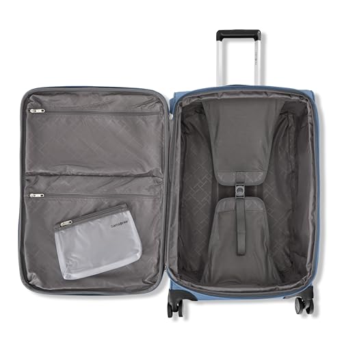 Samsonite Soft-Sided 29-Inch Lightweight Large Checked Expandable Element Suitcase: Durable, 360° Spinner Wheels, Adjustable Telescopic Handle, 2 Front & 1 Side Pocket- Captains Blue