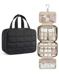 BAGSMART Travel Toiletry Bag for Womne, Hanging Travel Bag for Toiletries, Puffy Makeup Cosmetic Bag Organizer, Carry-on Travel Accessories Essentials, Black