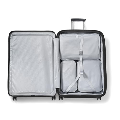Samsonite Paralux Large Checked Luggage - Innovative Design - Quick Access Front Pocket - Dual Suspension Wheel Technology - TSA Lock - Expandable - Includes Removable Packing Cubes - Black