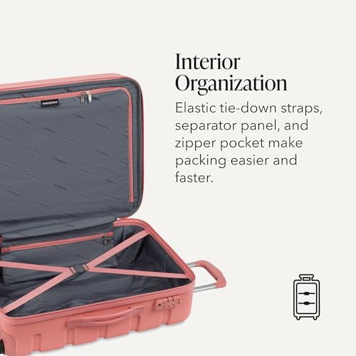 SwissGear 7366 Signature Hardside Expandable Luggage with Spinner Wheels, TSA Lock, Cup-Holder, Coral Almond, Carry-On 19-Inch