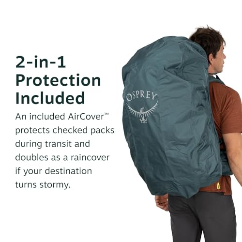 Osprey Farpoint Trek 55L Men's Travel Backpack - Hybrid Backpacking & Travel Bag with Internal Organization, Black