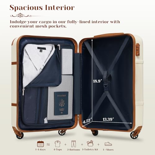 Coolife Luggage Set 3 Piece Suitcase Set Carry On Luggage Hardside Luggage TSA Lock Spinner Wheels Telescopic Handle (Navy, 3 piece set (BP/TB/20))
