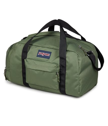 JanSport Weekender Medium Duffel - Travel or Gym Bag, Durable Weekender with Front Utility Pocket & Side Grab Handles - Cargo Green