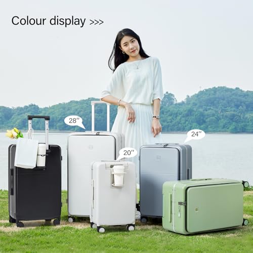 Hanke 20 Inch Carry On Luggage and Convertible Duffle Bag Luggage Bag,Top Opening Hard Shell Suitcases with Spinner Wheels for Travel, Black