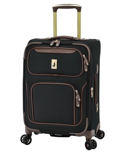 London Fog Nottingham 20 Inch Expandable Spinner Carry on Softside Suitcase, Black Chestnut