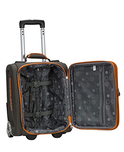 Rockland Polo Equipment Varsity Softside 4 Piece Upright Luggage Set, (18"/22"/26"/30"), Charcoal