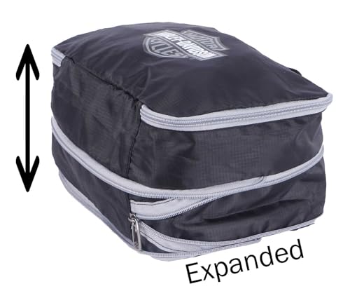 Harley-Davidson 3PC Expandable Packing Cube Set, Bar & Shield Logo- Black/Silver