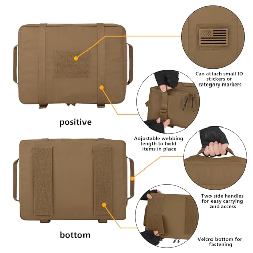 PETAC GEAR 4 PCS Tactical Modular Packing Cubes with Waterproof Material, Large Capacity Storage Bag, Easy Clean Outdoor Travel Organize Storage Pouches Bags (CB)
