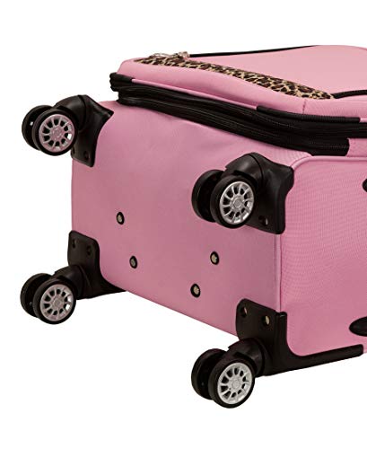 Rockland 5-Piece Softside Spinner Wheel Luggage Set, Pink (14" Tote/19"/24"/28"/32")