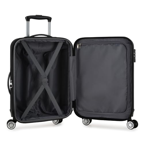 Elite Luggage Expandable Hardside Spinner Luggage,TSA Lock, Black, 3-Piece