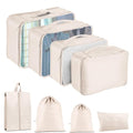 YEEYAA Packing Cubes for Travel- 8 Set Luggage Organizer Bags for Family, Mesh Breathable Travel Packing Cubes for Suitcases Durable Travel Essentials Bags Set (Beige, 8 Set)