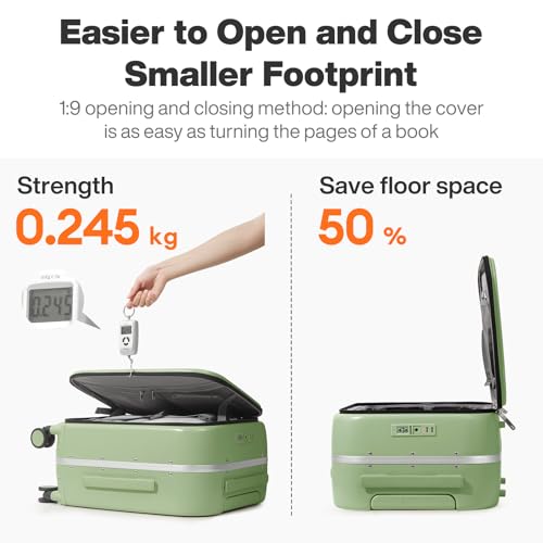 mixi 24 Inch Checked Luggage PC Hard Shell Suitcase Top Opening Aluminum Frame Travel Suitcases with Wheels, Avocado Green
