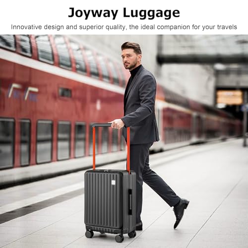 Joyway Hardshell Carry on Luggage with Front Pocket, Lightweight Hardside 20 Inch Suitcase with Spinner Wheels and TSA Lock (Black, Carry on Luggage-20 Inch)