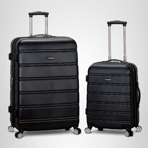 Rockland Melbourne Hardside Expandable Spinner Wheel Luggage, Checked Large 28", Black