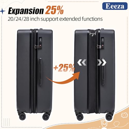 Eeeza Expandable Luggage Sets 5 Piece,Suitcases with Detachable Wheels,ABS Hard Case Luggage with TSA Lock Spinner Wheels,Carry On Luggage Set
