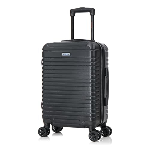 InUSA DEEP Luggage with GEL Handle | Spacious Traveling Suitcases, Travel Suitcase with Dual Spinner Wheels and Studs | 20 Inch Carry On Hardside Luggage | Black