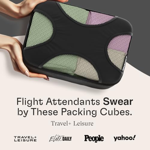 Shacke Packing Cubes for Travel 6 Set - Premium Luggage Organizer Bags - Versatile Travel Organizer for Women and Men - Optimized Packing Bags - Travel Essentials (Pure Black)