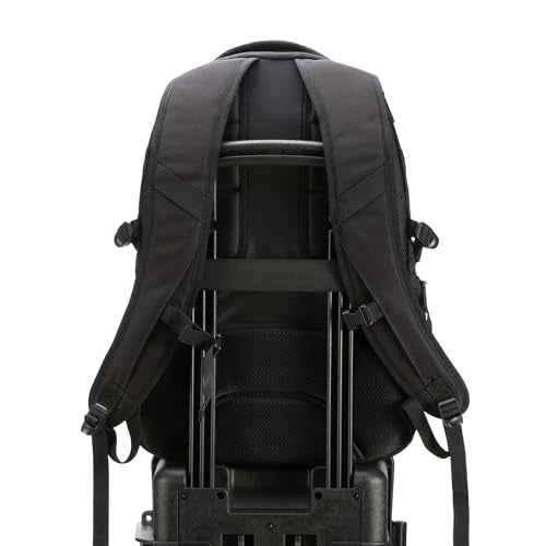Amazon Basics Travel Laptop Backpack with Multiple Pockets and Compartments for 17 in / 43.1 cm Laptop, Water Resistant, Spacious with Padded Shoulder Straps, Black