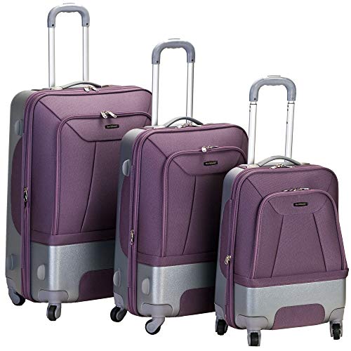 Rockland Rome Hybrid Spinner Wheel 3 Piece Luggage Set (20"/24"/28"), Lavender