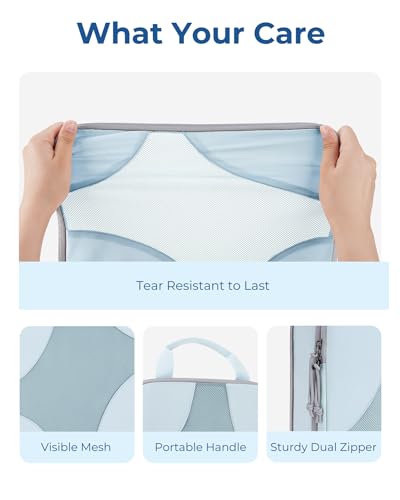BAGSMART Compression Packing Cubes for Travel, Compressible Luggage Organizer for Cruise Ship, Lightweight Travel Essentials 6-Pack 1L+2M+2S+1Shoe Bag, Sky Blue