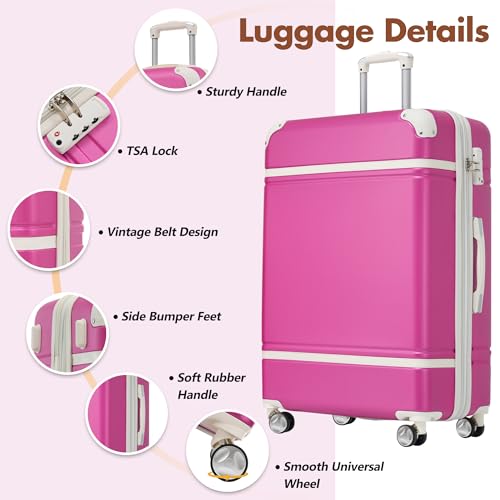 Merax Luggage Sets 24 Inch Suitcase with TSA Lock Hardshell Carry On Luggage with Duffel Bag