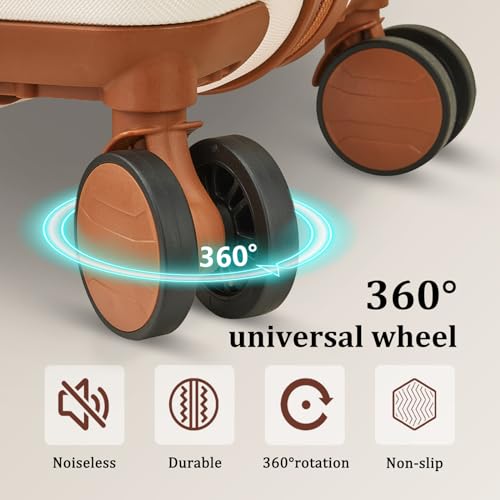 imiomo Hard Shell Luggage Sets 5 Piece for Women, Lightweight Hardside Rolling Suitcase Set with Spinner Wheels and TSA Lock, Beige