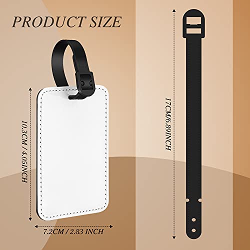 Frienda 16 Pieces Sublimation Luggage Tags Bulk PU Leather Name Label Blank Suitcase Heat Transfer Bag Card Business ID Card Holder Travel ID Tags for DIY Travel Suitcase Sports Bags Holder