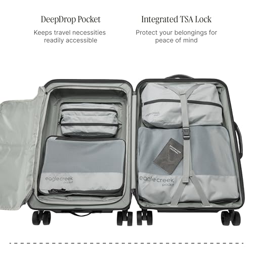 Eagle Creek Tarmac 4-Wheel 26" Luggage - Durable Rolling Suitcase for Secure Storage - Smooth Spinning Wheels - Telescoping Handle - Locking Zippers - Front Quick-Access Pocket - Black