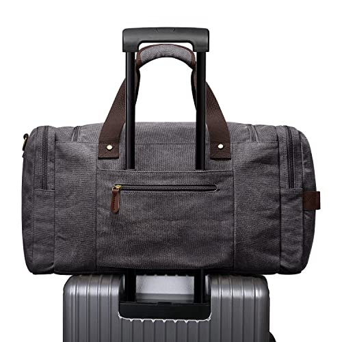 S-ZONE Canvas Duffel Bag for Travel 65L Weekender Overnight Travel Bags with Shoes Compartment for Men