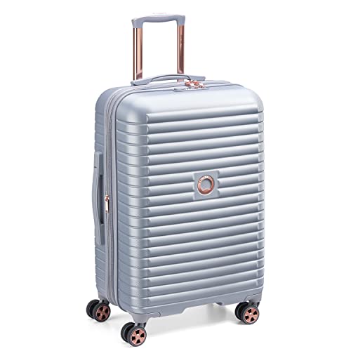 DELSEY PARIS Cruise 3.0 Hardside Expandable Luggage with Spinner Wheels, Platinum, Checked-Medium 24 Inch