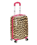 Rockland Safari Hardside Spinner Wheel Luggage, Carry-on 20", Pink Leopard