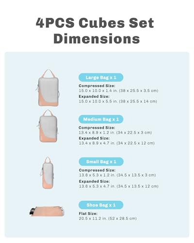 Hynes Eagle 42L Rolling Backpack Wheeled Backpack Flight Approved Travel Backpack Carry on Luggage Dark Blue with Compression Packing Cubes Set 4PCS Light Pink