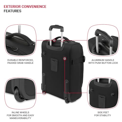 SwissGear Apex Exec Wheeled Rolling Duffel Bag, Black, 2-Piece Set (20/28)