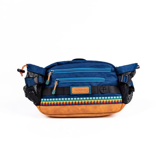 Wilderdog Mega Hip Pack with 3-Liter Capacity, Two Mesh Water Bottle Pockets, Interior Key Loops, Adjustable Straps, and Poop Bag Dispenser (Pacific Blue)