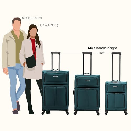 U.S. Traveler Anzio Softside Expandable Luggage with Spinner Wheels, Teal, 26-Inch Medium