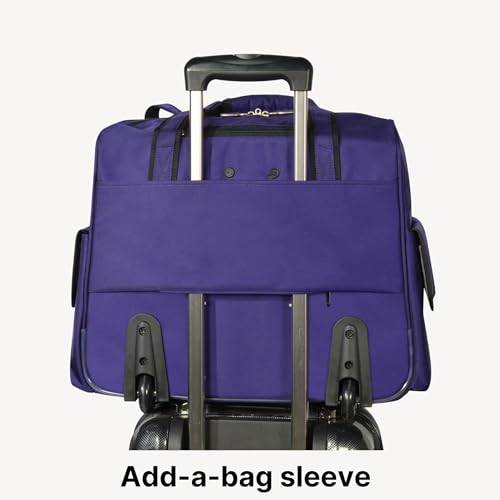 Olympia U.S.A. Deluxe Lightweight Rolling Overnighter Case Overnight Laptop Bag Weekender Travel Carry-On Suitcase Luggage with Wheels and Adjustable Push-Down Handle